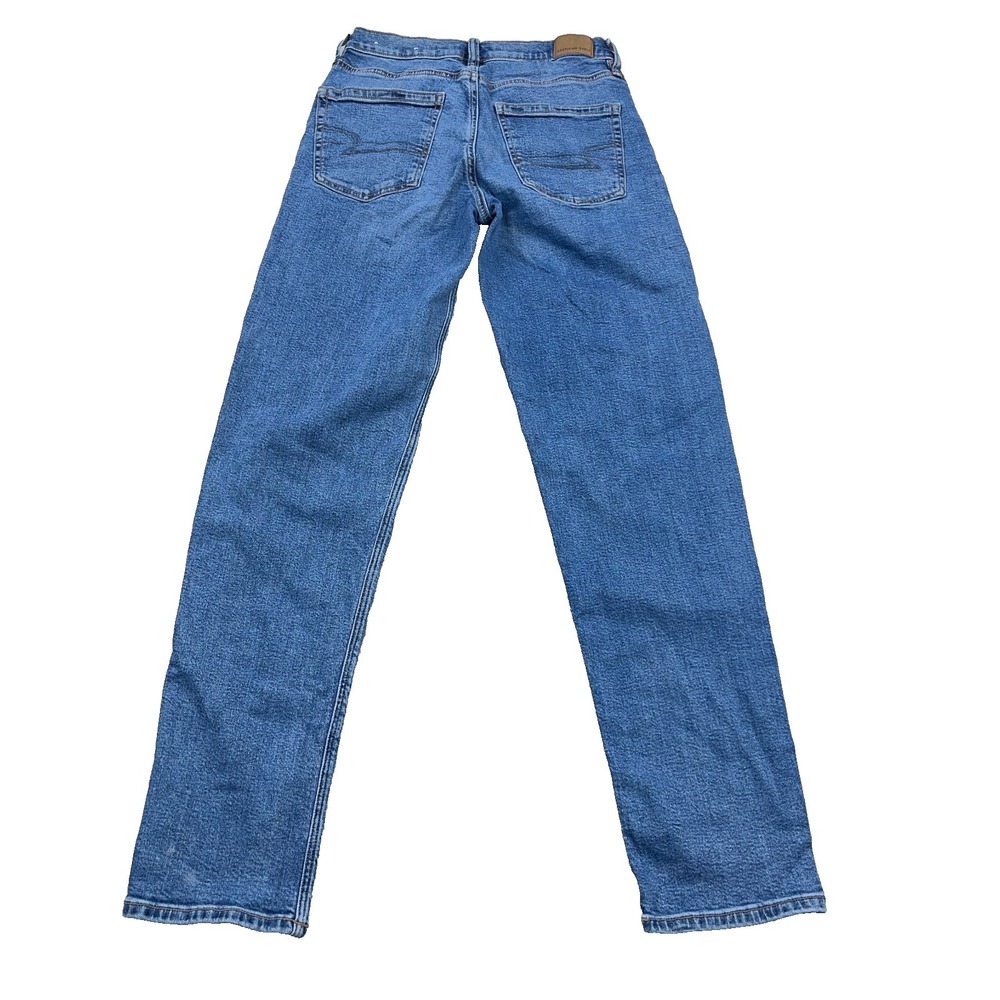 American Eagle Jeans Women 2 Long 90s Straight Leg Med Wash Stretch Denim - Picture 2 of 12